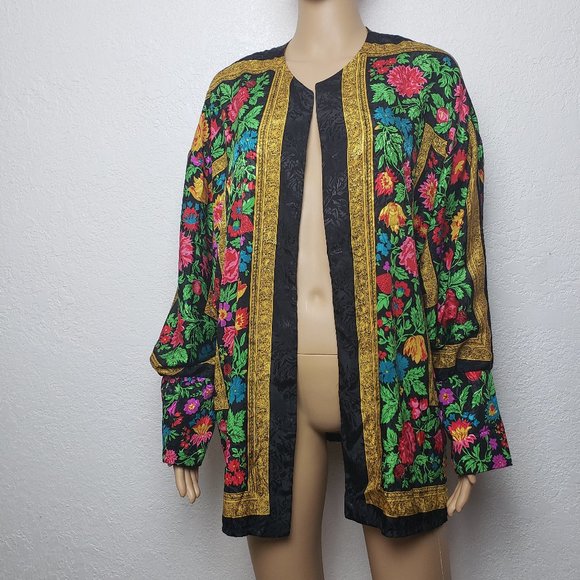 Ruth Norman Jackets & Blazers - Vintage 80s Ruth Norman Adrian Avery Floral Kimono Jacket Cardigan